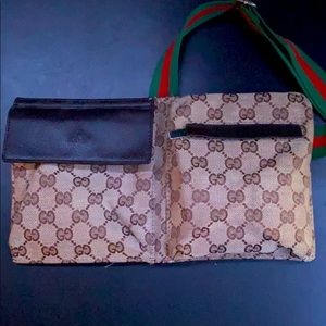 Guccie waist bag (GG Supreme web strap beige